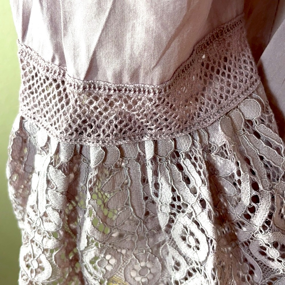 Free People Esme Button Up Lavender Lace Peasant Blouse - Picture 8 of 17